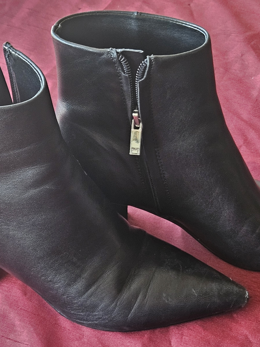 Marc Fisher LTD Women's MLJARLI Ankle Boot Black Leather Heeled Bootie Shoes 7.5